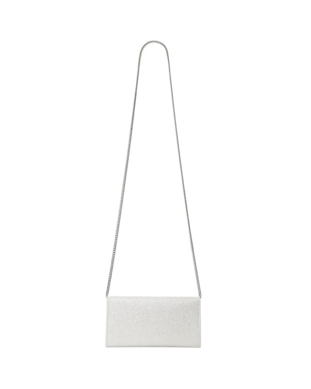 Jimmy Choo White Emmie Chain Clutch Bag