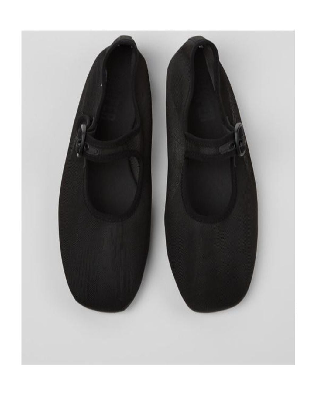 Camper Black Casi Myra Buckled Mesh Flat Shoes