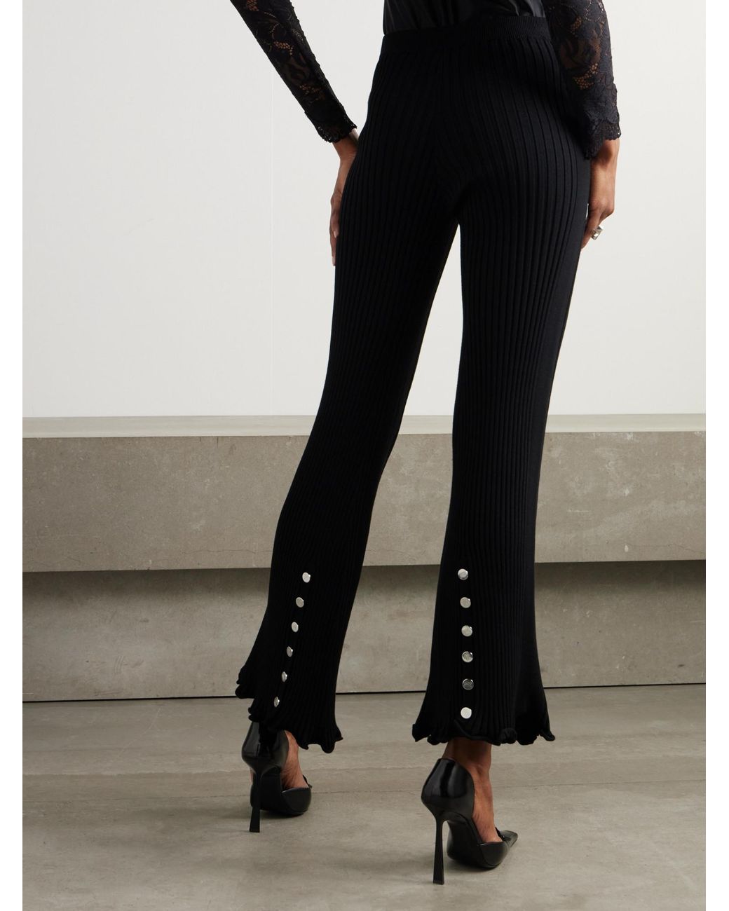 Rabanne Black Ribbed Trousers