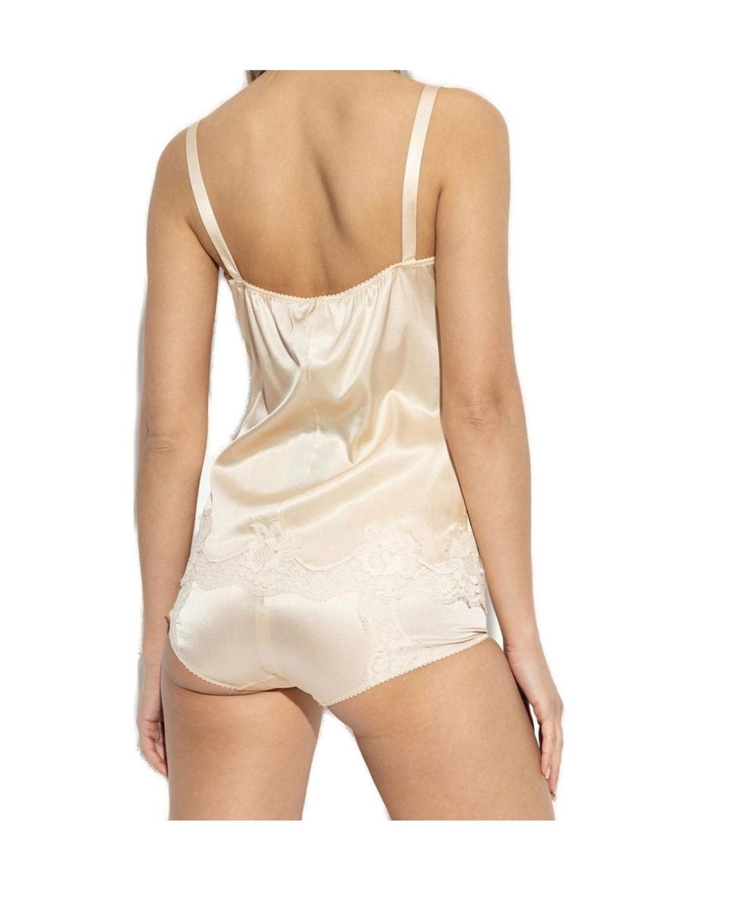 Dolce & Gabbana Natural Lace-Trim Spaghetti Strap Cami Top