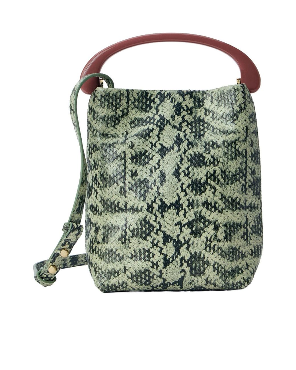 Dries Van Noten Green Embossed Leather Shoulder Bag