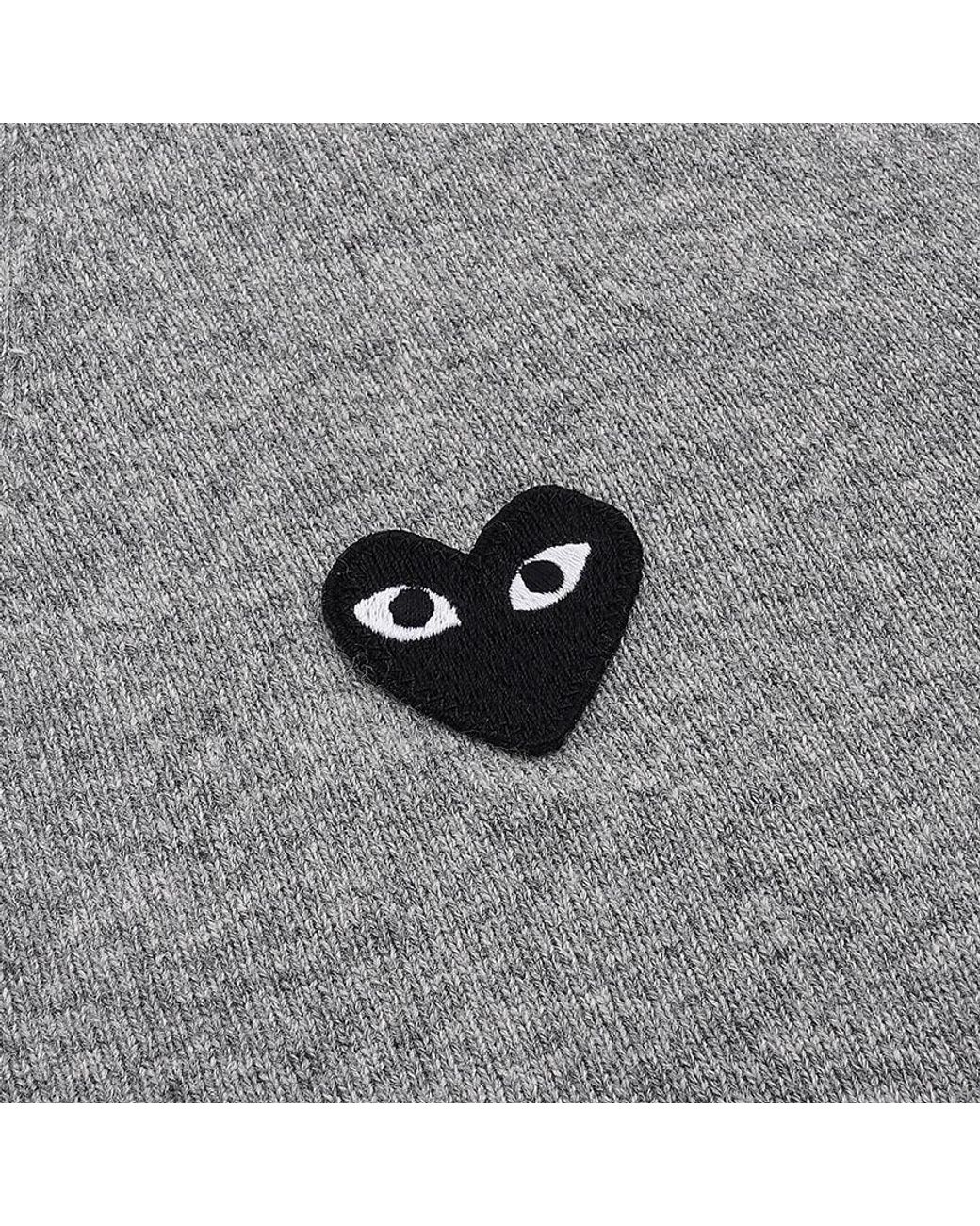 COMME DES GARÇONS PLAY Gray Comme Des Garçons Play Logo Patch Button-Up Cardigan for men