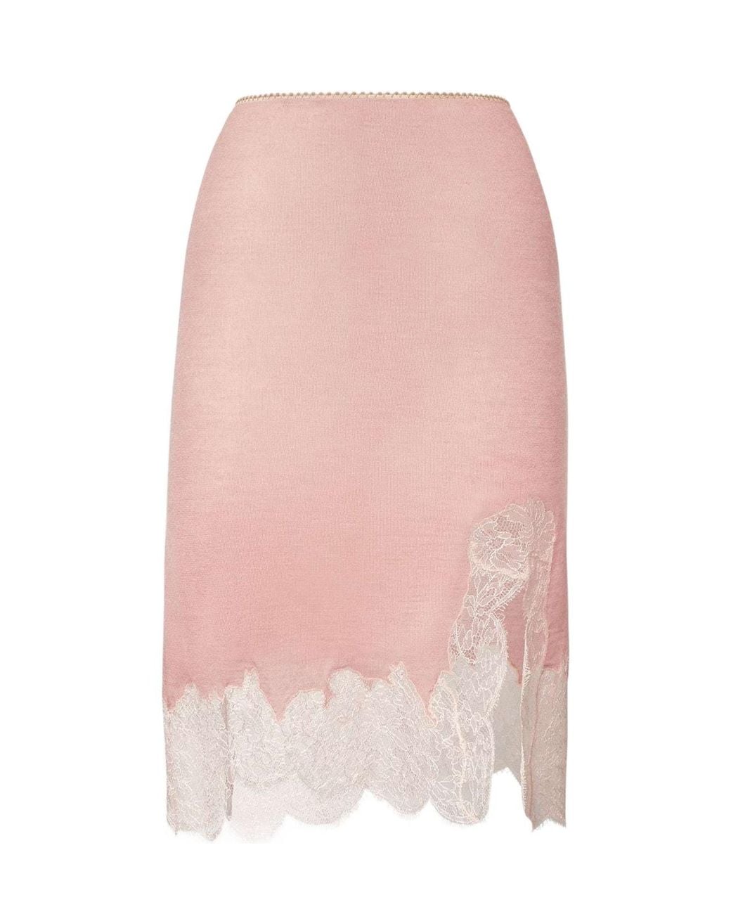 Fendi Pink Lace Detailed Midi Skirt
