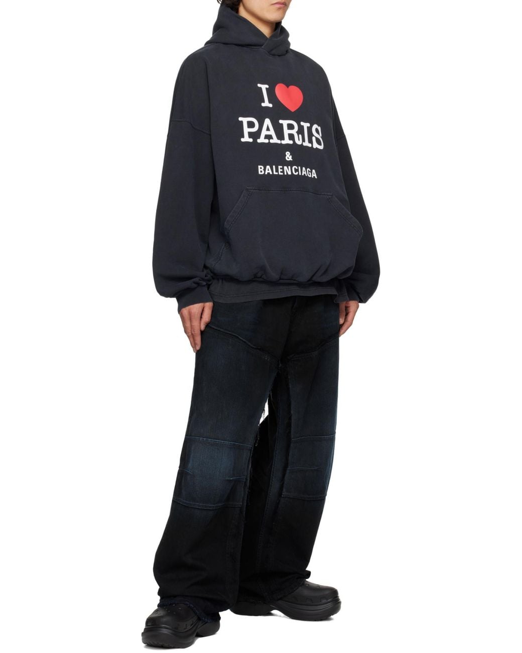 Balenciaga Blue Cotton Hooded Sweatshirt for men