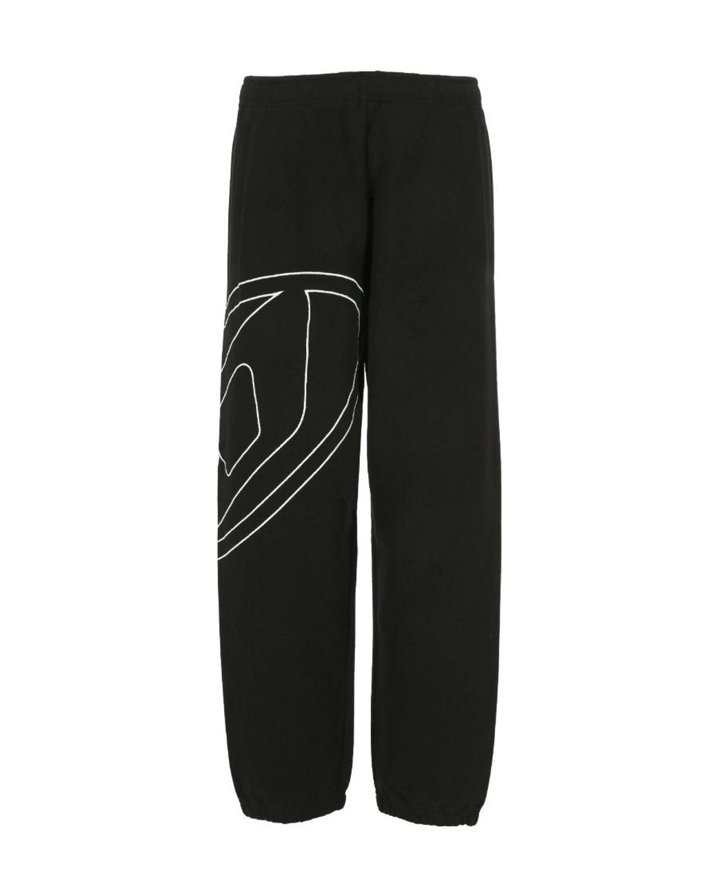 DIESEL Black Oval-D Logo Embroidered Track Pants for men