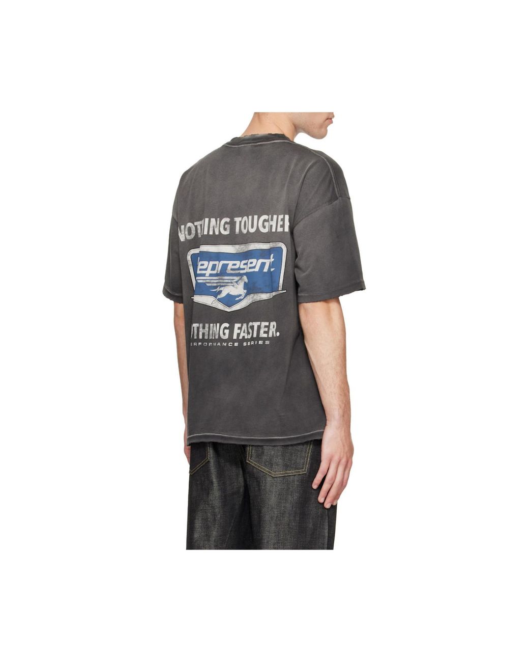 Represent Black Nothing Faster Graphic T-Shirt for men