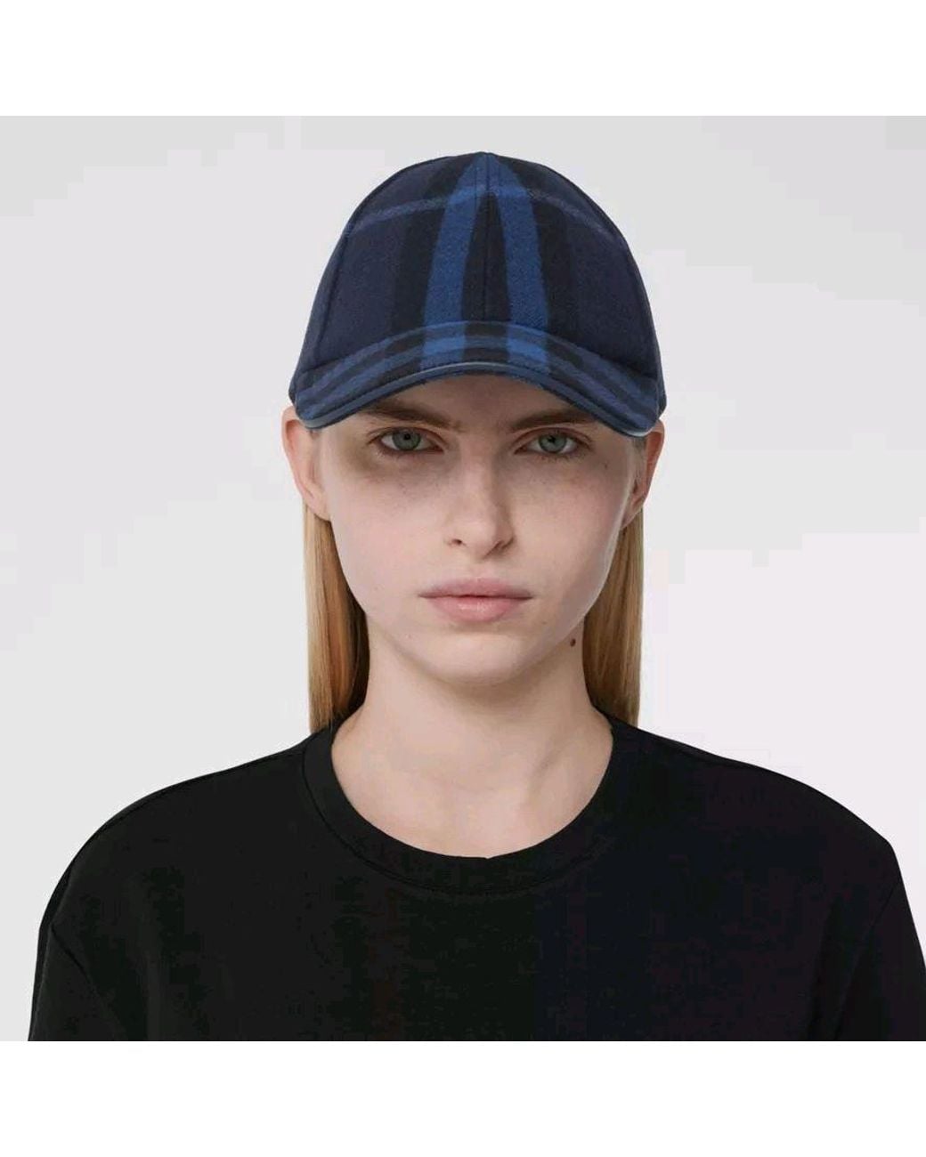 Burberry Blue Checked Baseball Cap for men