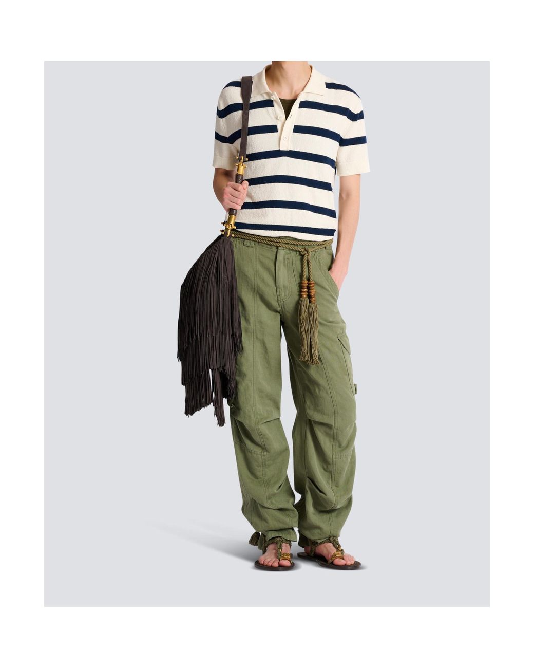 Balmain Green Stamp Cargo Pants for men