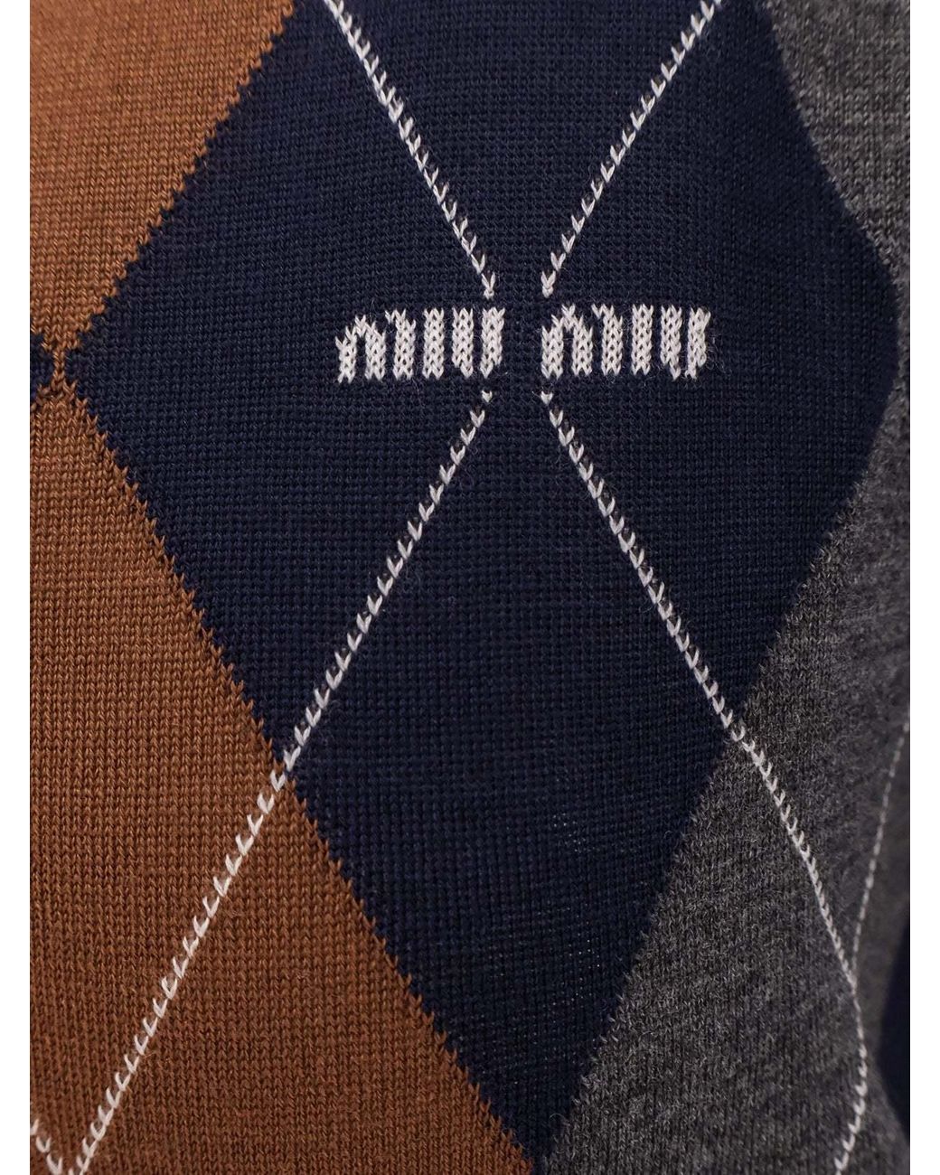 Miu Miu Blue V-Neck Knitted Jumper