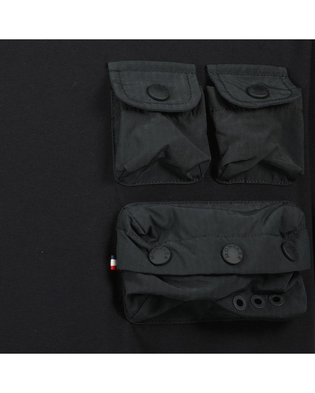 Moncler Black Grenoble Pocket Detailed T-Shirt for men