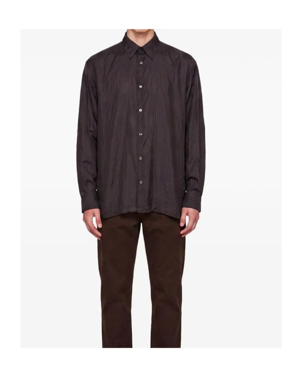 Dries Van Noten Gray Striped Shirt for men
