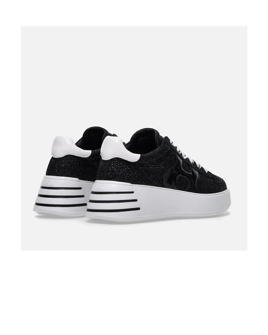 Hogan Black Crystal-Embellished Lace-Up Low-Top Sneakers