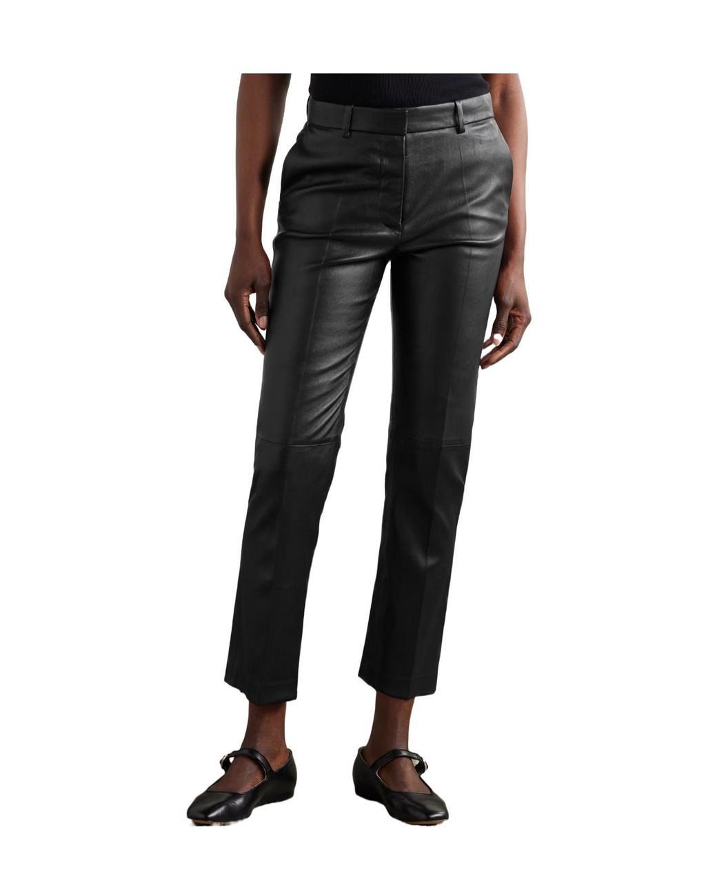 Joseph Black Leather Slim-Leg Pants