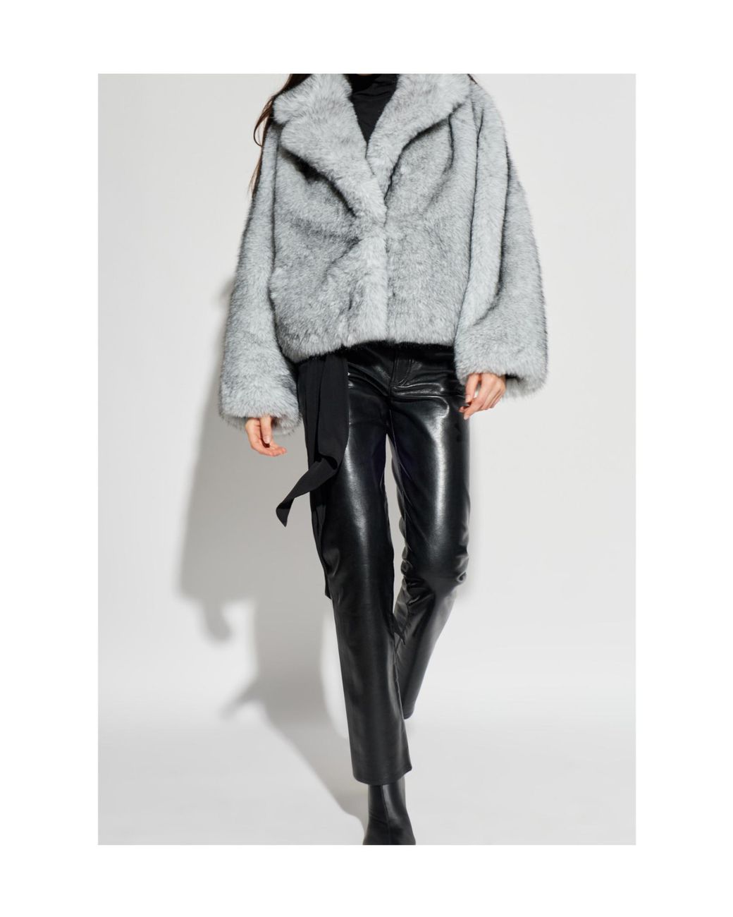 Stand Studio Gray India Faux Fur Jacket