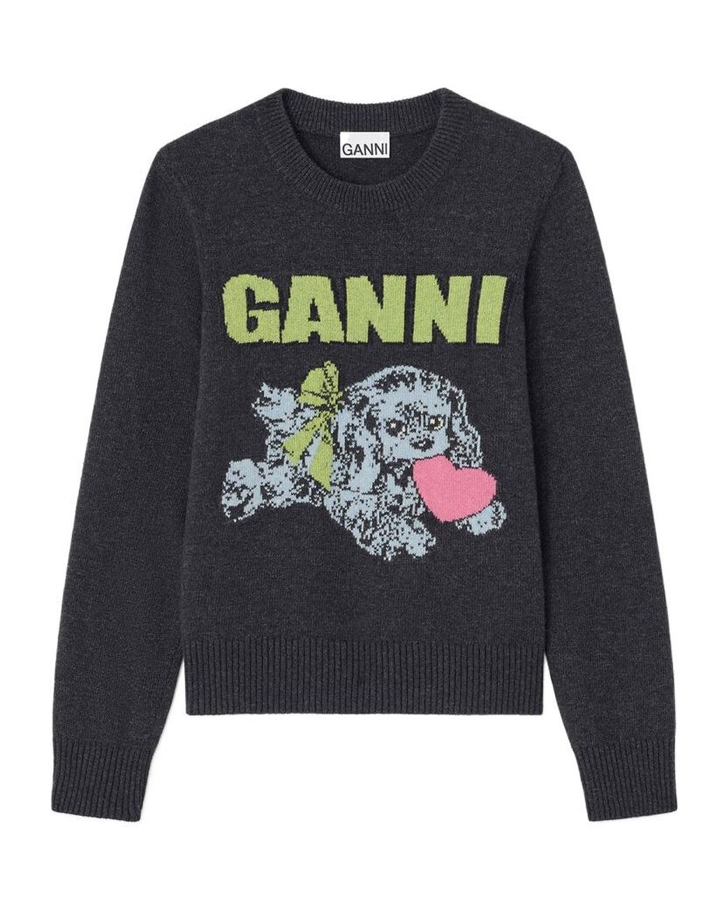 Ganni Blue Round-Neck Knitwear