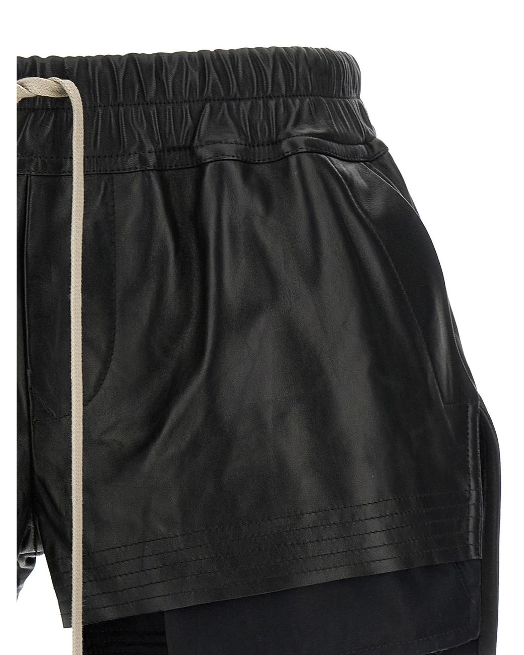 Rick Owens Black Vent Detail Drawstring Shorts