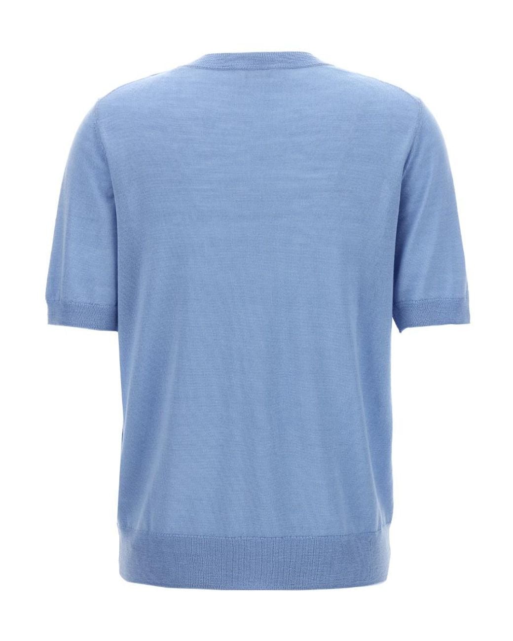 P.A.R.O.S.H. Blue Fine-Knit Short-Sleeve Jumper