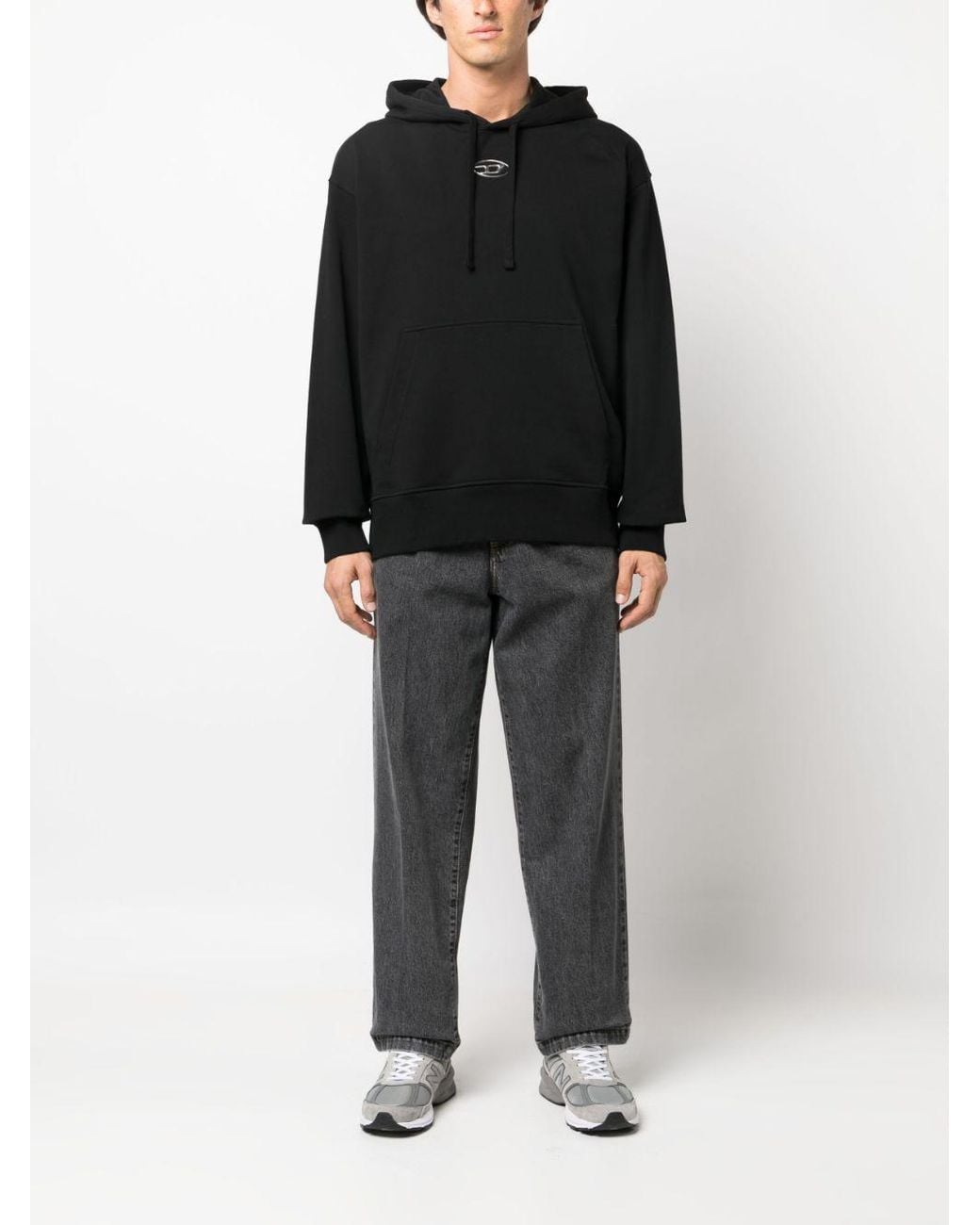 DIESEL Black Macs-Hood-Od Logo Plaque Hoodie for men