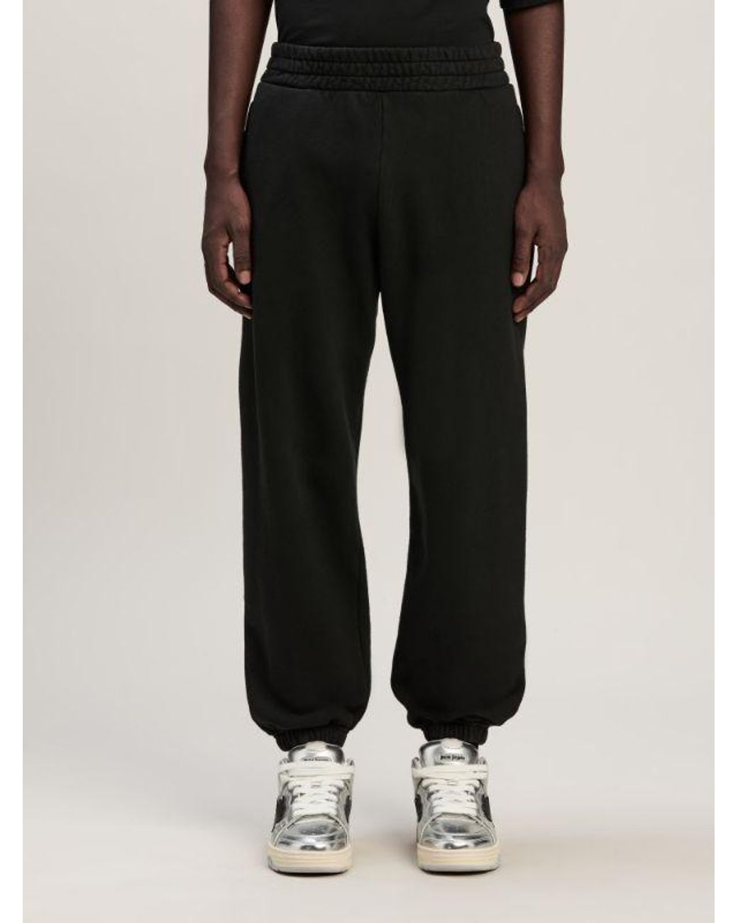 Palm Angels Black College Cotton Track Pants for men
