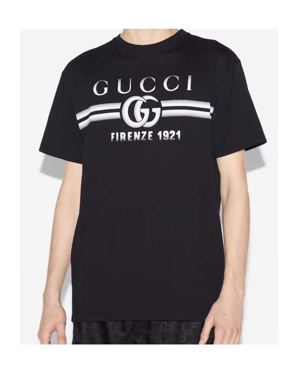 Gucci Black Logo Printed Jersey T-Shirt for men