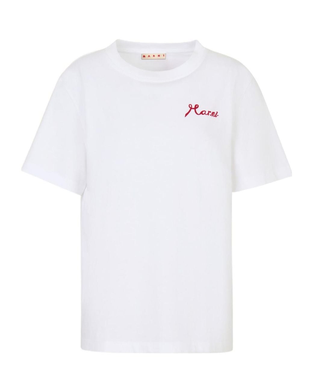 Marni White T-Shirt Logo Embroidered