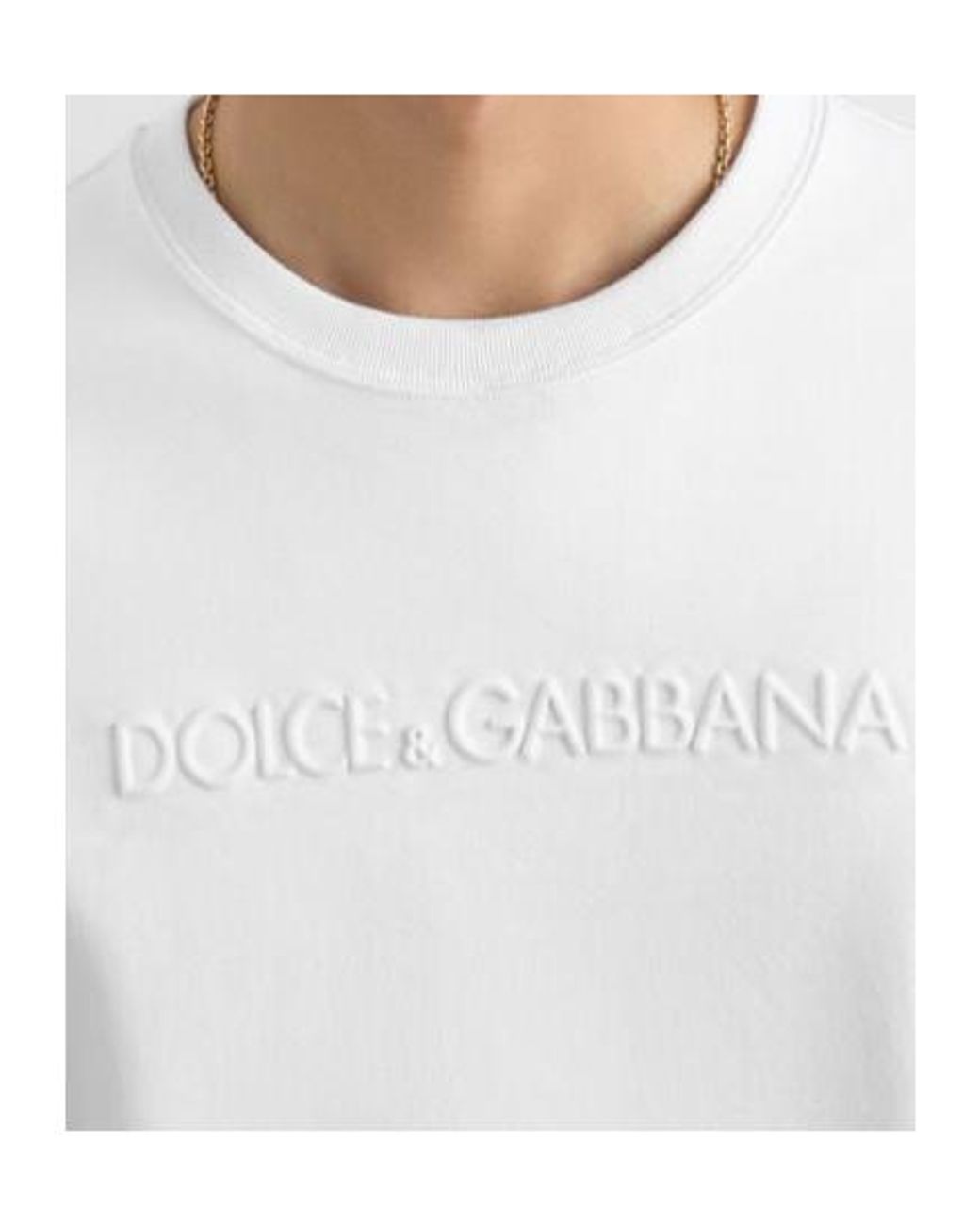 Dolce & Gabbana White Embossed Logo T-Shirt for men