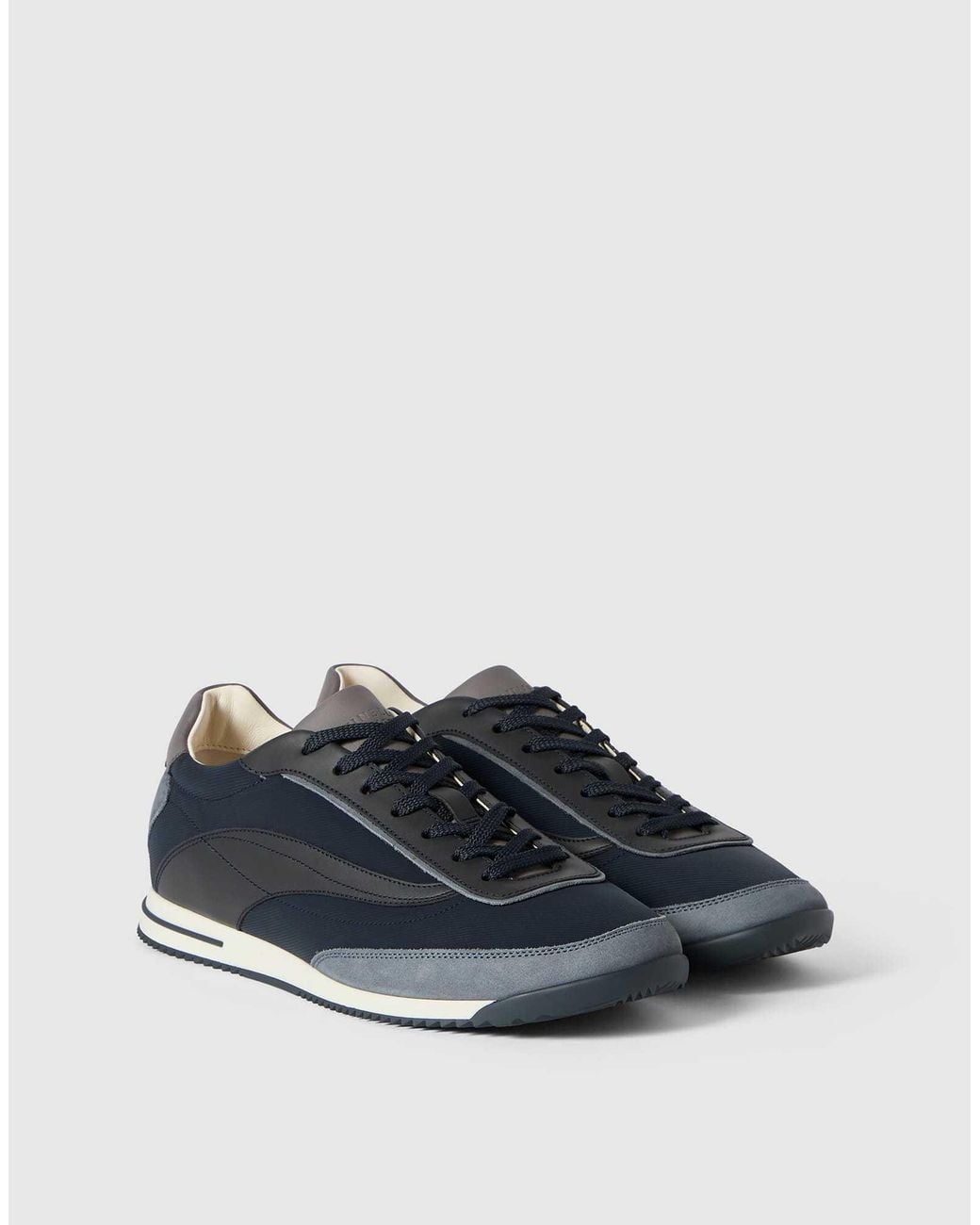 Brunello Cucinelli Blue Techno Fabric And Nubuck Sneakers for men