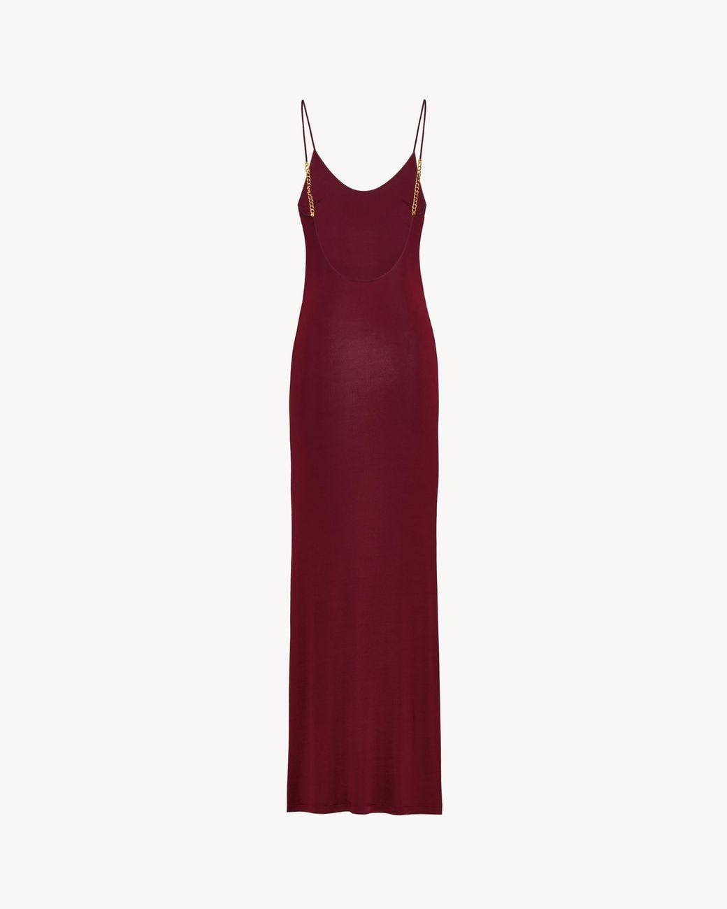 Saint Laurent Red Cassandre-Chain Backless Dress