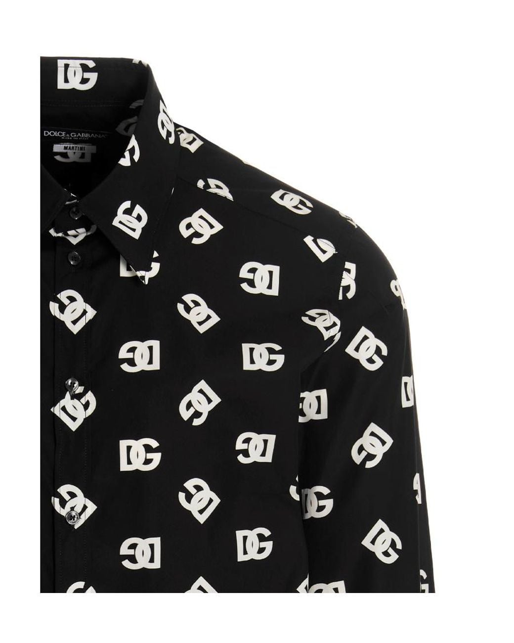 Dolce & Gabbana Black Allover Dg Printed Buttoned Shirt for men