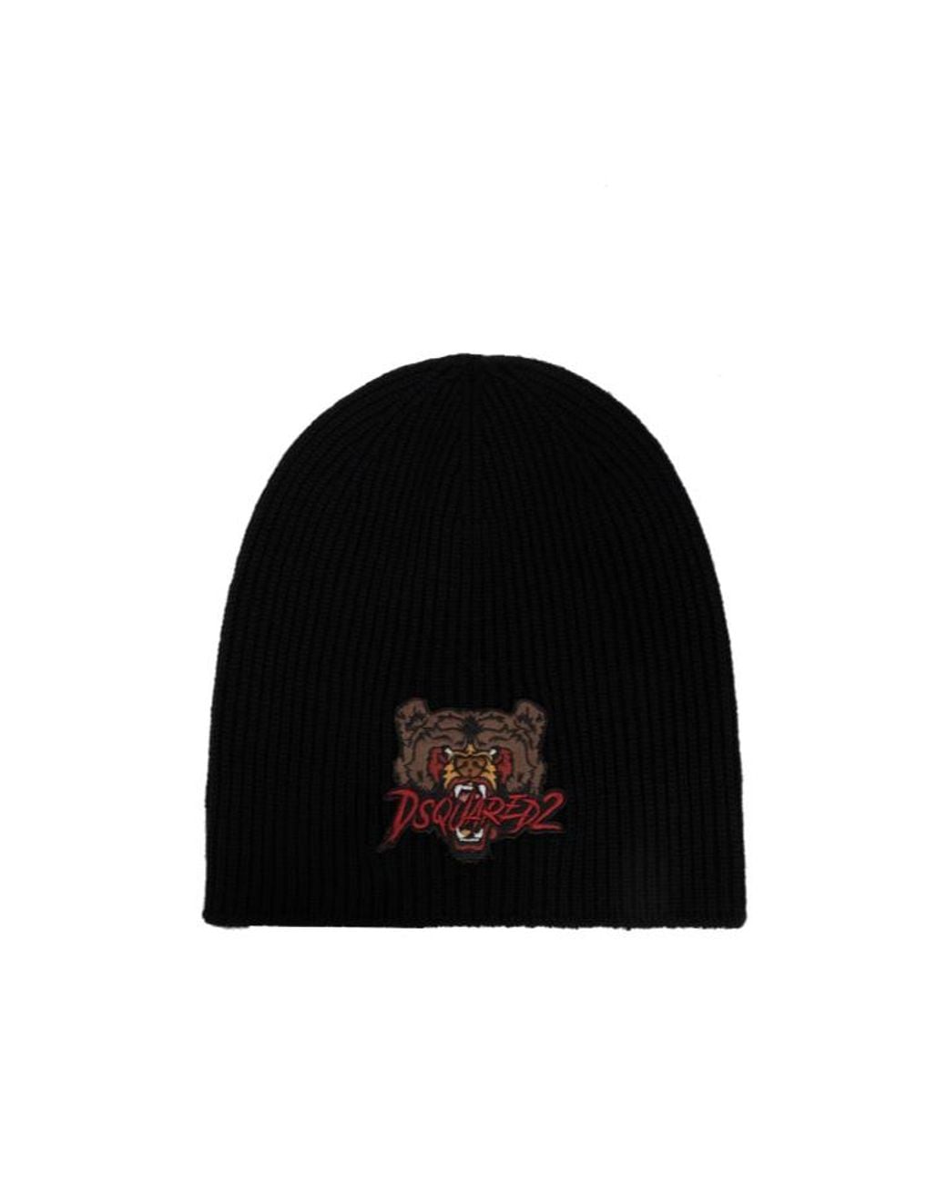 DSquared² Black Logo-Embroidered Beanie for men