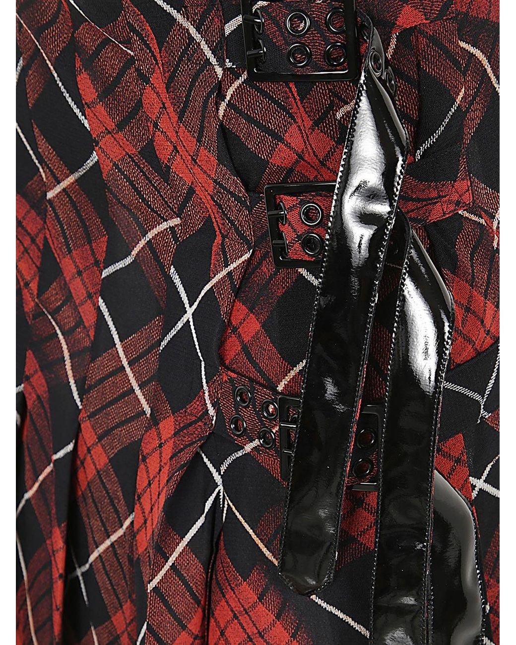 Jean Paul Gaultier Red Plaid-Check Mini Skirt