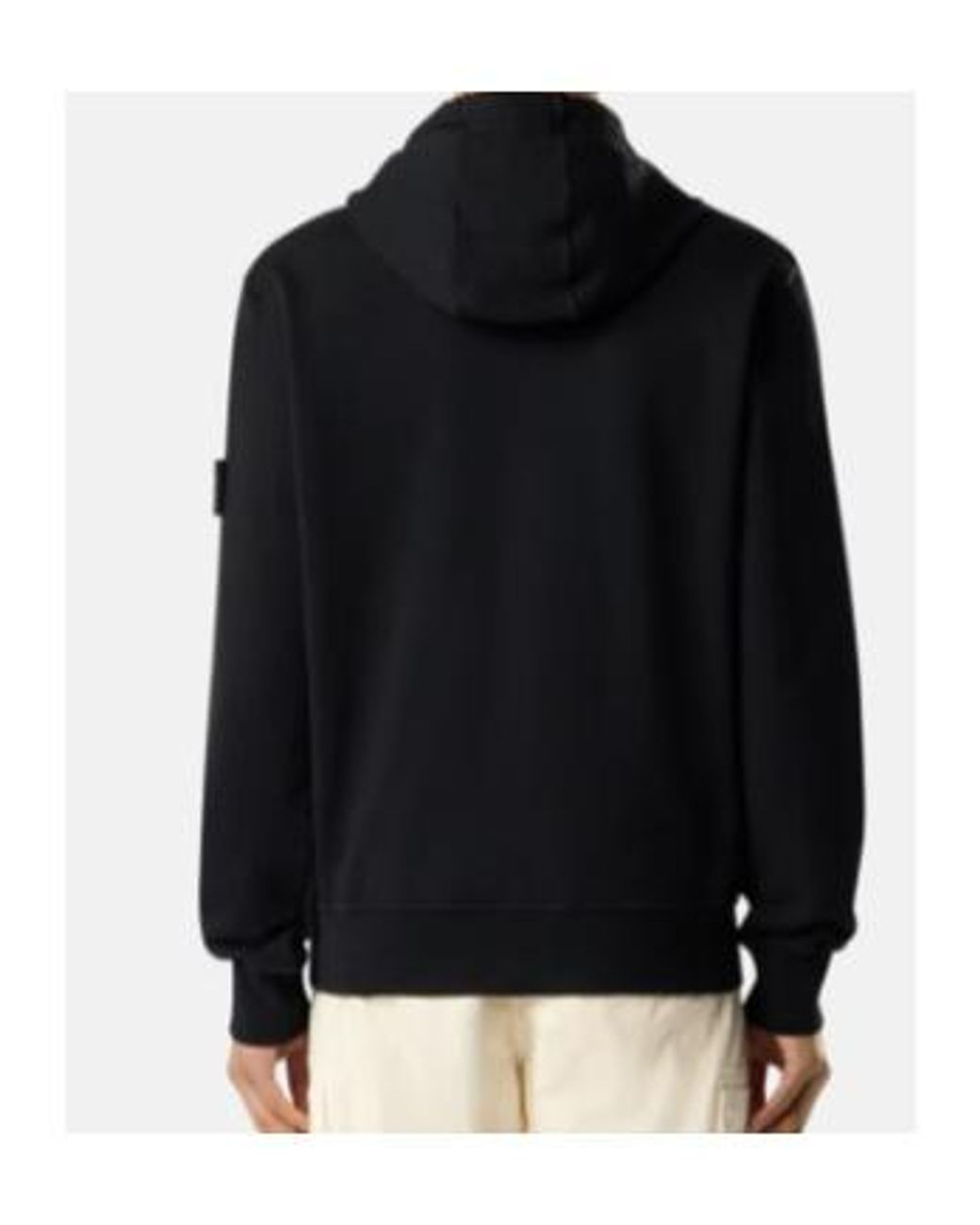 Stone Island Black Logo Patch Drawstring Hoodie for men