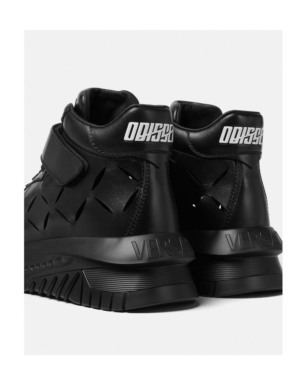 Versace Black High-Top Leather Trainers for men