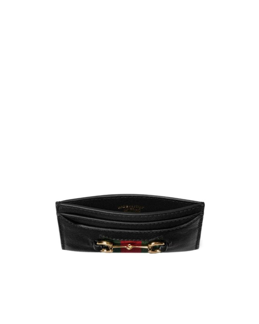 Gucci Black Horsebit Web Card Case