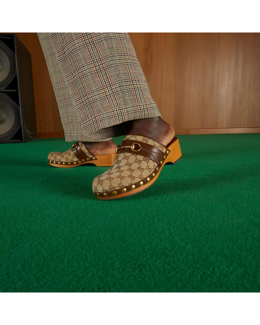 Gucci Brown Gg Pattern Clogs for men