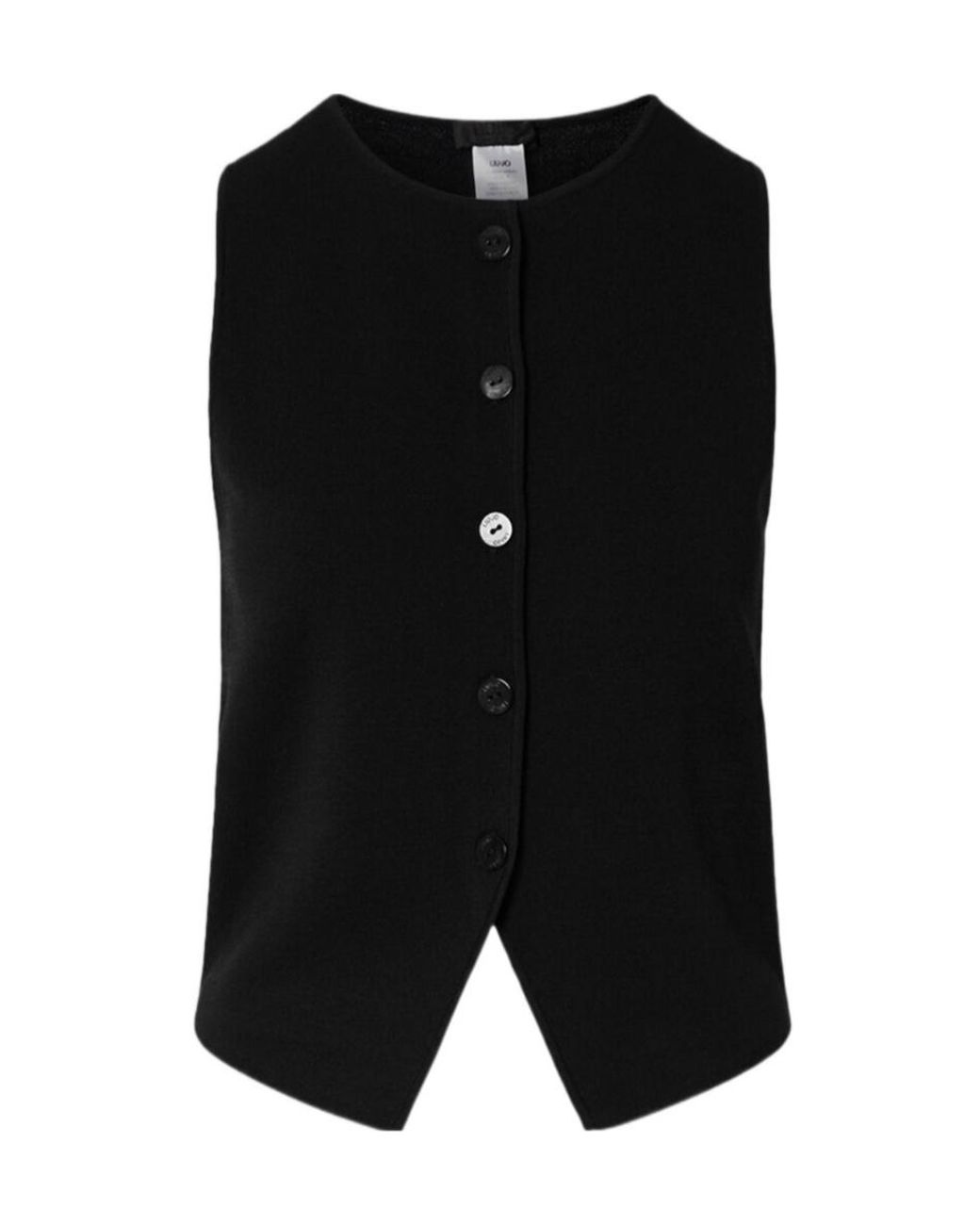 Liu Jo Black Lace-Panel Button-Fastening Waistcoat