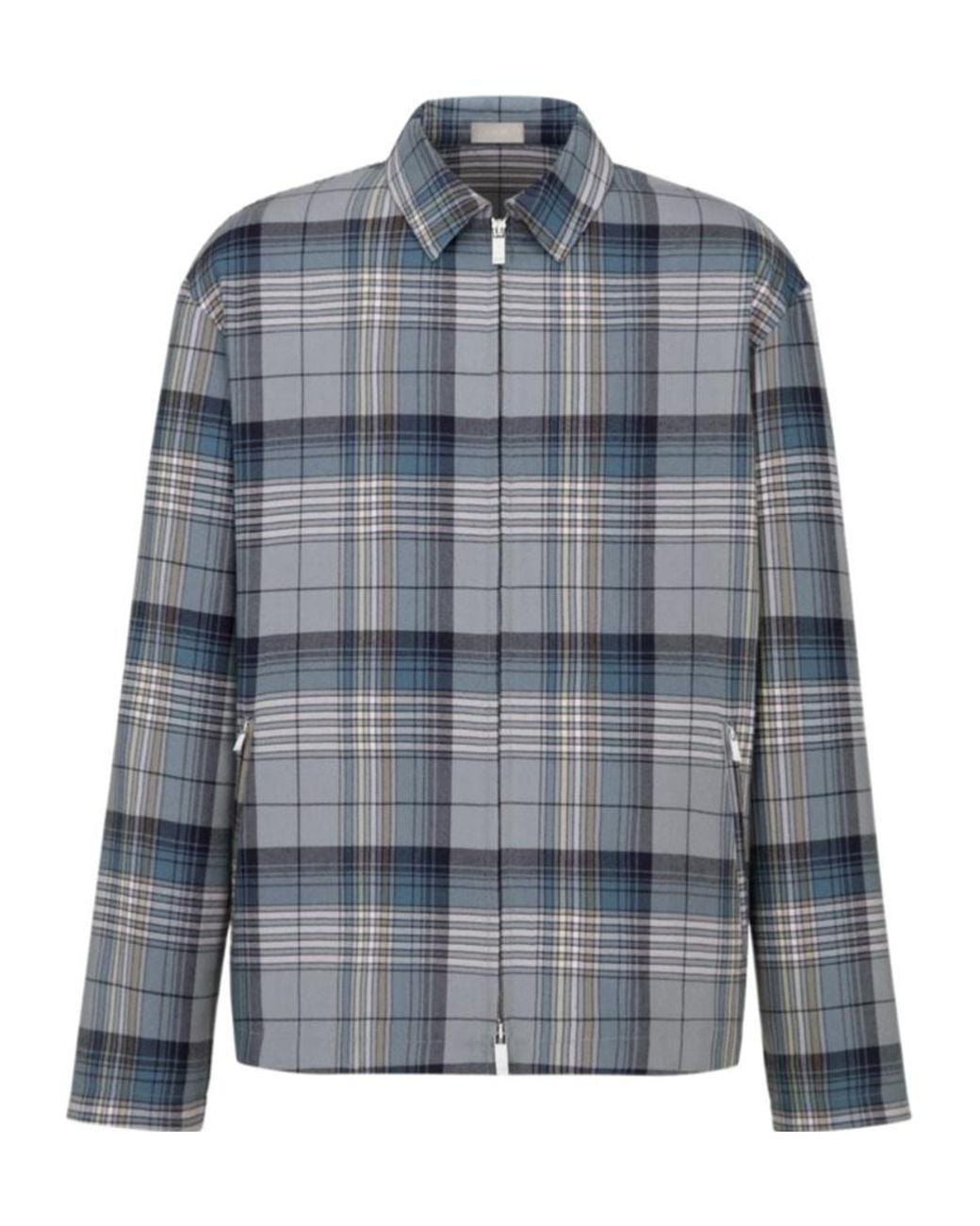 Dior Blue Homme Checked Zipped Shirt for men