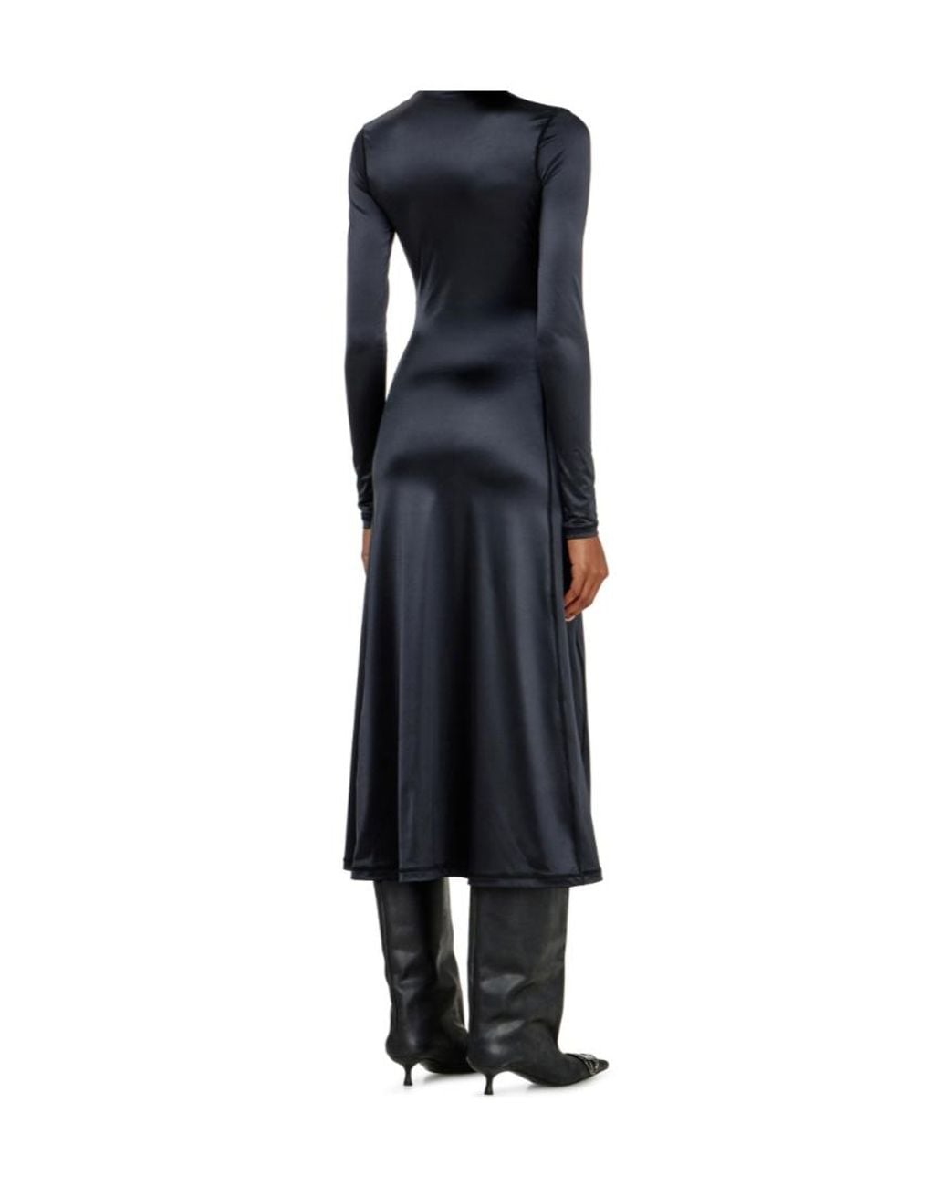 DIESEL Blue Turtleneck Fluid Midi Dress