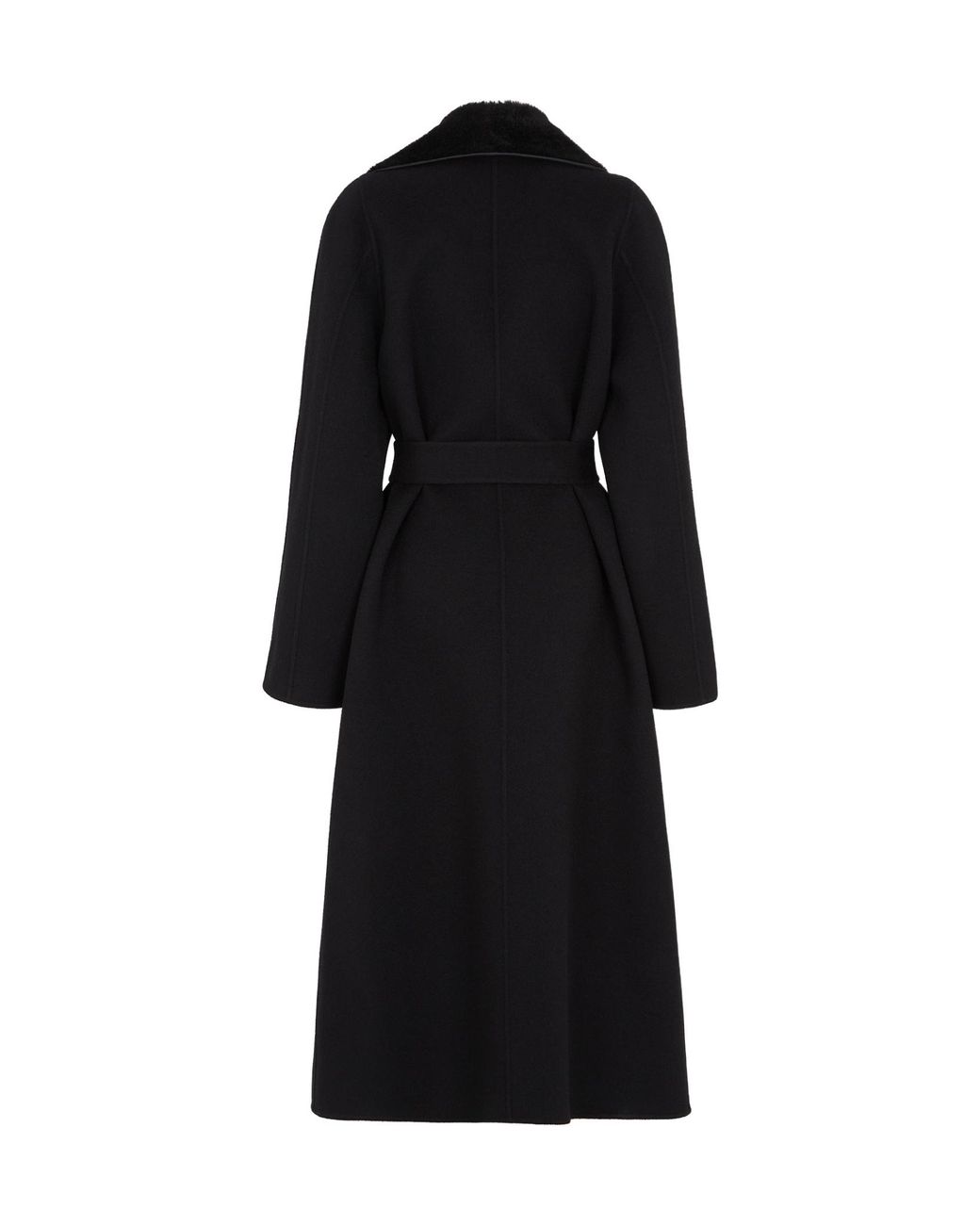 Fendi Black Wrap-Style Belted Waist Cocoon Coat