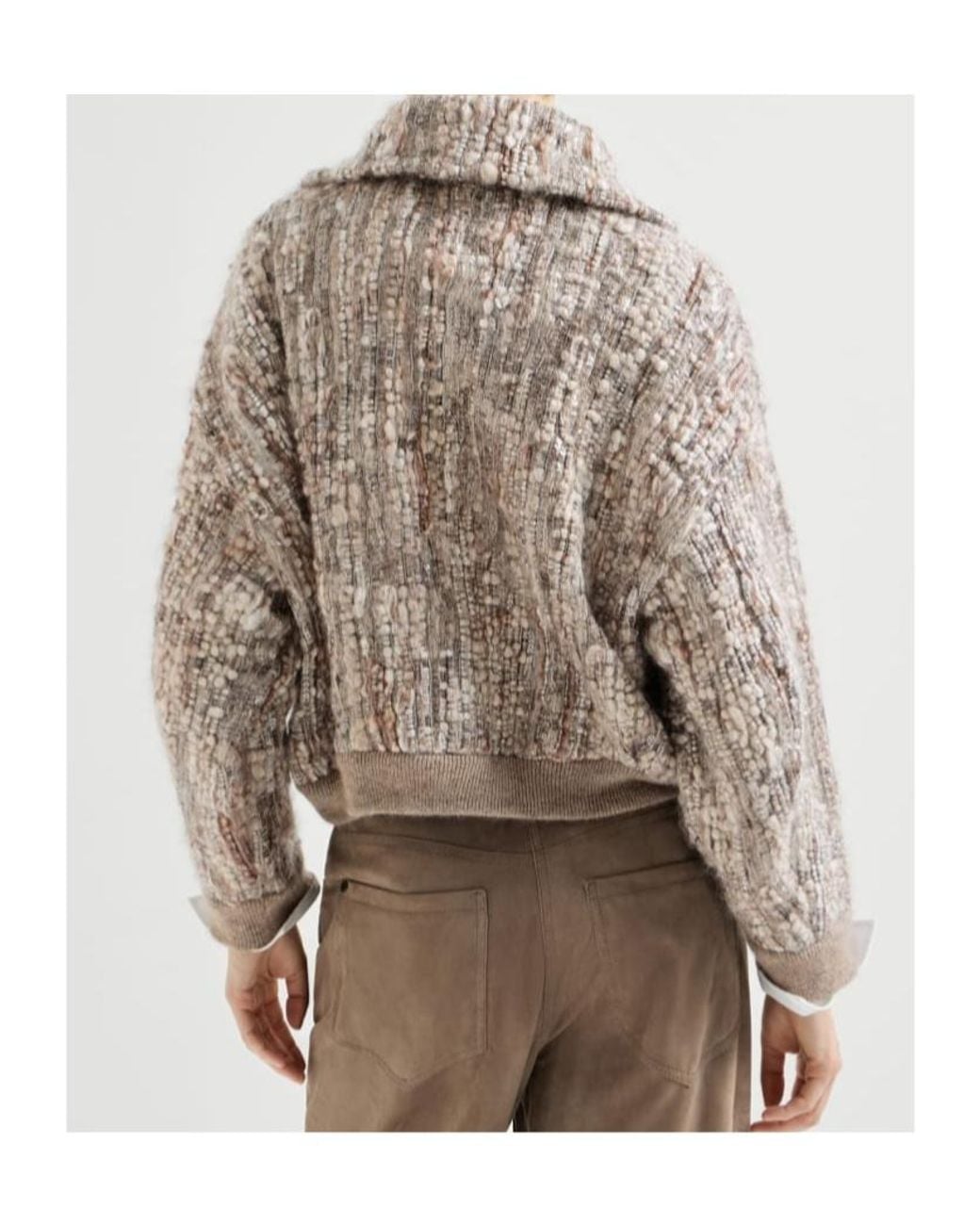 Brunello Cucinelli Brown Embellished Zip-Up Jacket