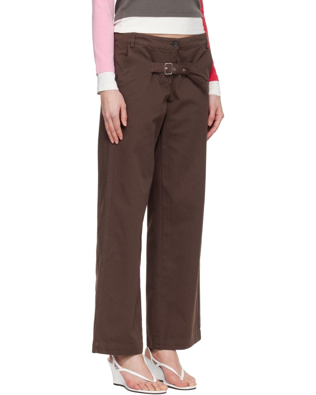 GIMAGUAS Brown Casual Trousers With Belt Loops