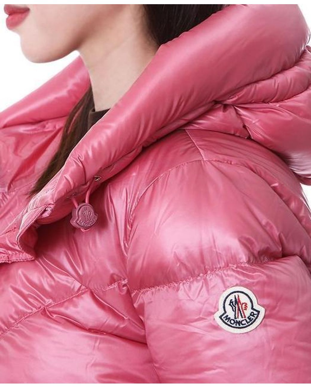 Moncler Pink Cropped Hooded Down Jacket
