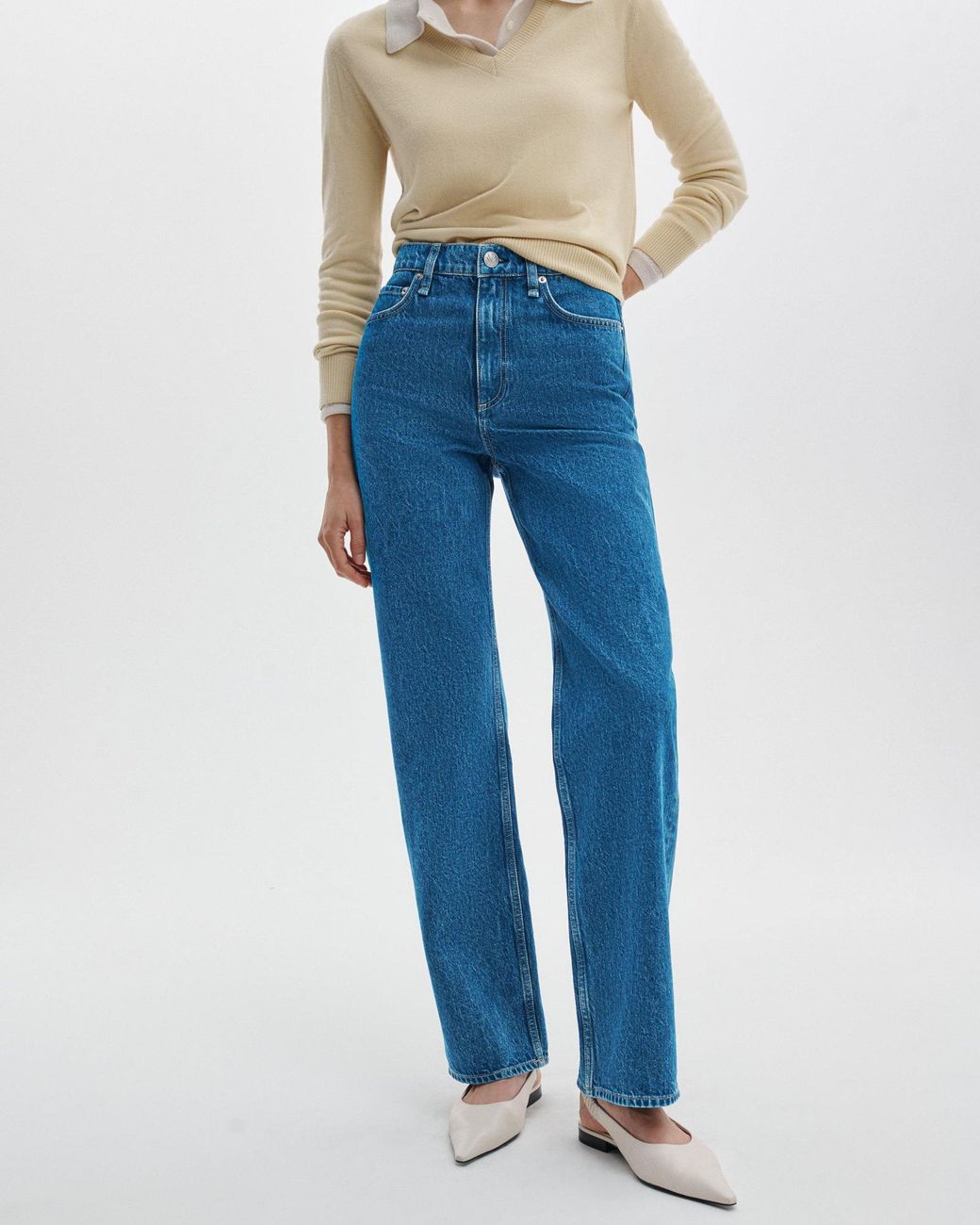 Rag & Bone Blue Shea Relaxed Straight Jeans