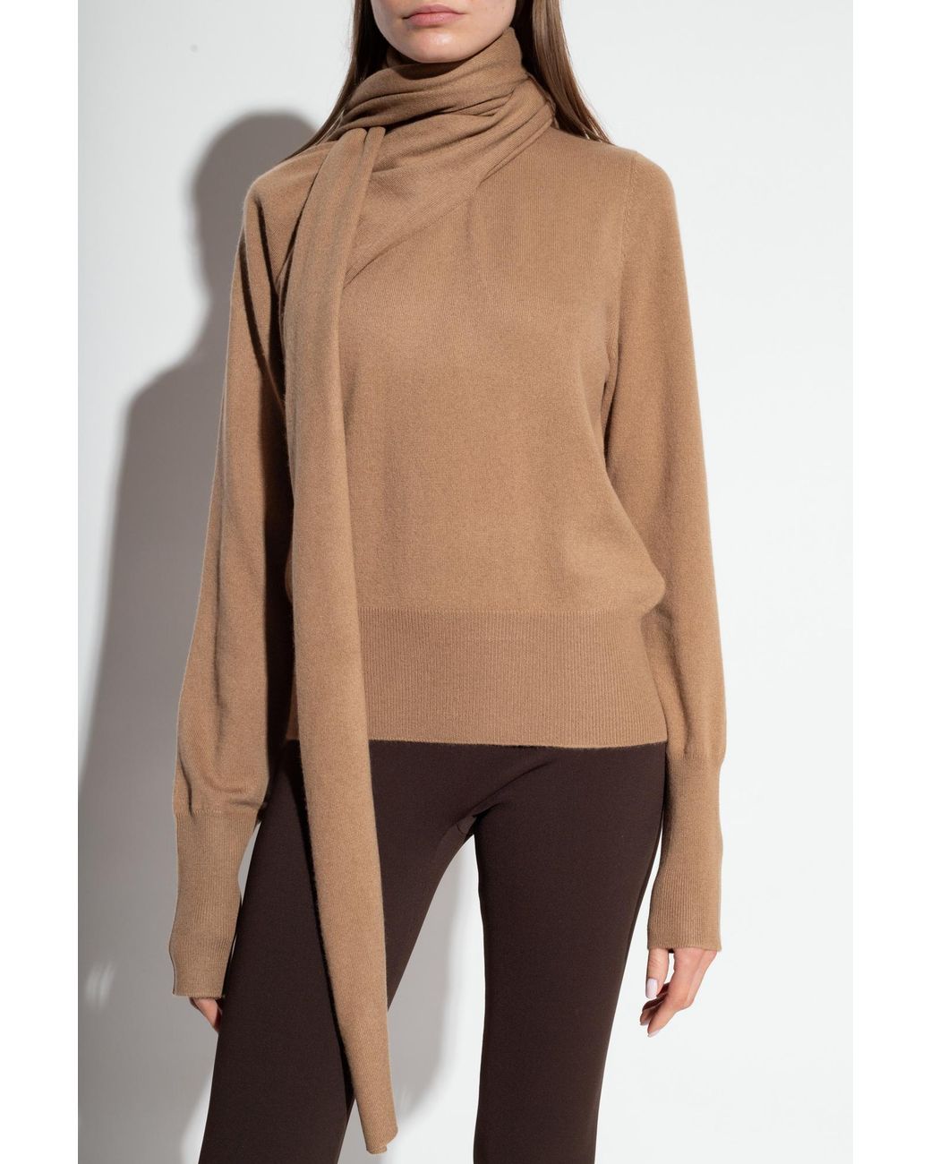 Ferragamo Natural Ferragamo Long-Sleeved Scarf Jumper