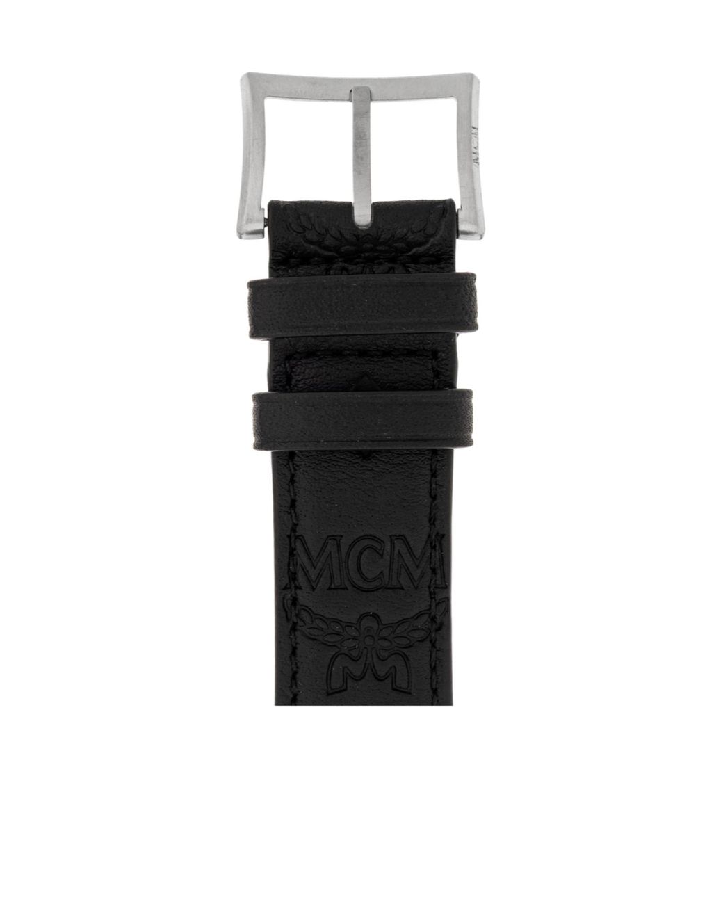 MCM Black Embossed-Monogram Leather Apple Watch Band for men