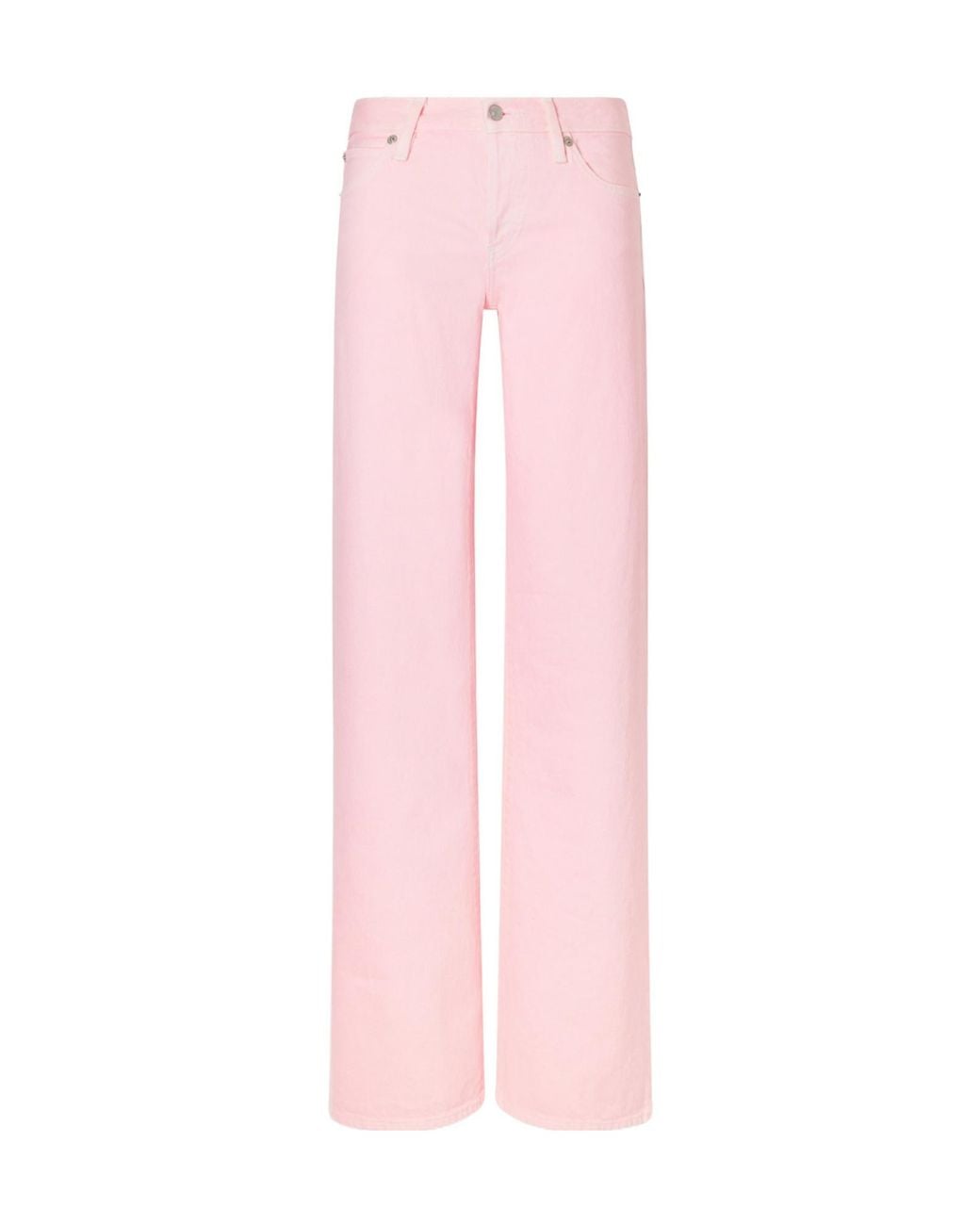 FRAME Pink Cotton Low-Rise Wide-Leg Jeans