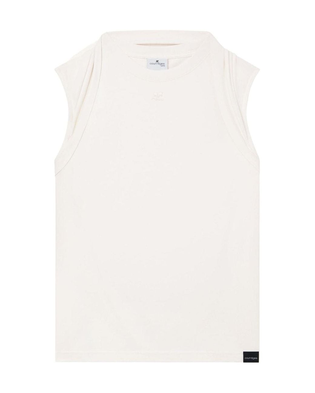 Courreges White Draped-Detail Cotton Tank Top for men