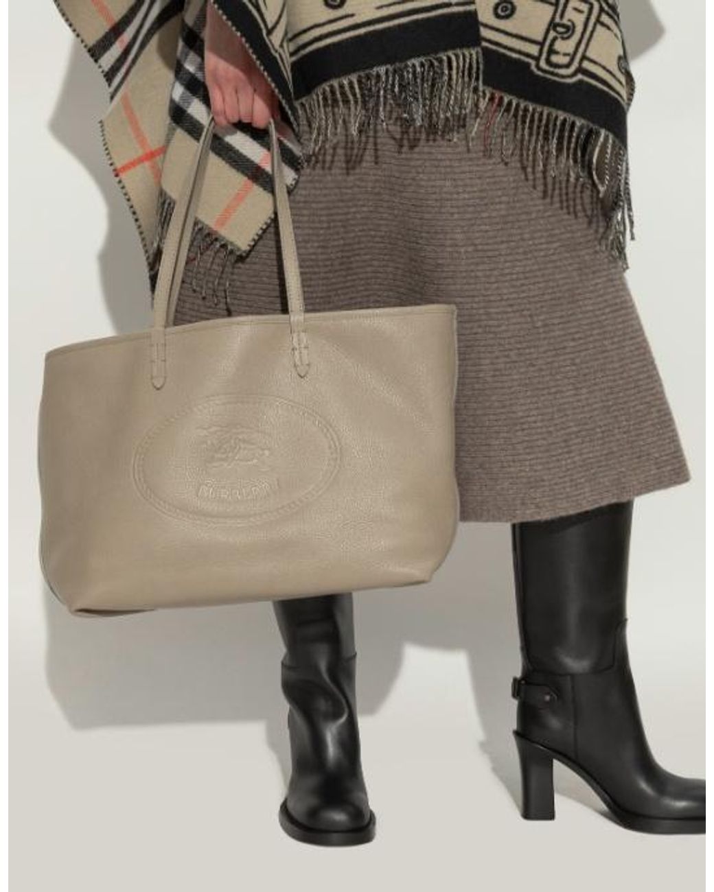 Burberry Natural Highlands Ekd Embossed Medium Tote Bag