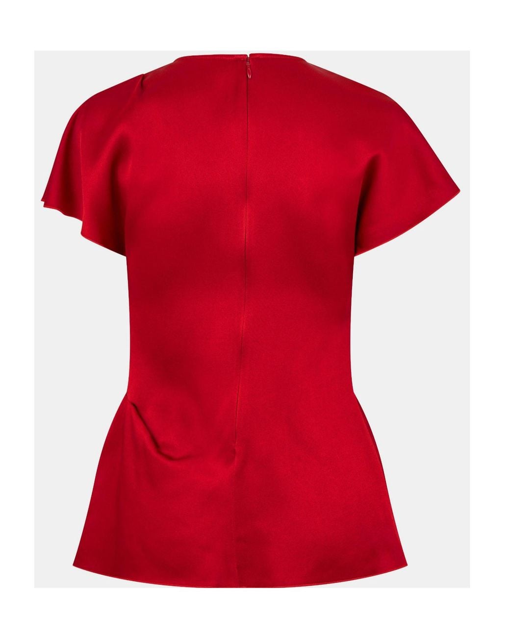 Victoria Beckham Red Satin Shortsleeve Top