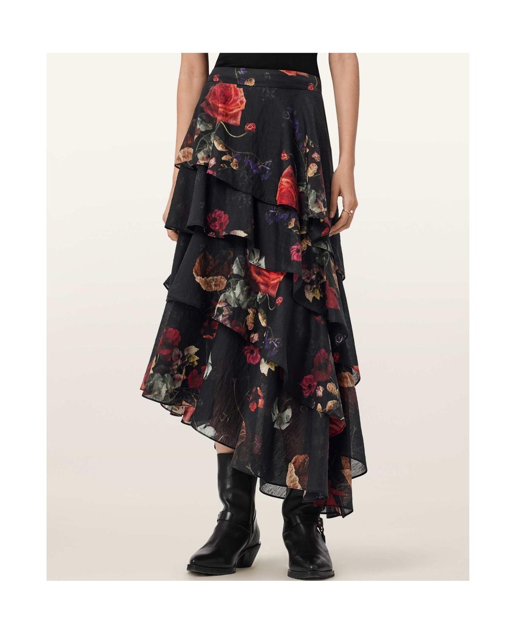 AllSaints Blue Caya Floral Maxi Skirt